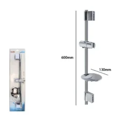 SALISCENDI CROMATO PER SOFFIONE DOCCIA CON PORTA SAPONE BAGNO MODERNO 60CM 79361