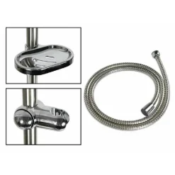 SALISCENDI DOCCIA BAGNO CON SOFFIONE DOCCETTA TUBO CON PORTASAPONE CROMATO 69130