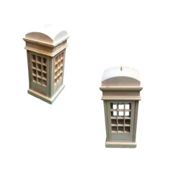 SALVADANAIO CABINA TELEFONICA LEGNO VETRO INGLESE TARDIS BOMBONIERA BOMBONIERE