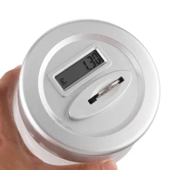 SALVADANAIO CON CONTAMONETE AUTOMATICO FORMA BARATTOLO DISPLAY LCD MONEY BOX LCD