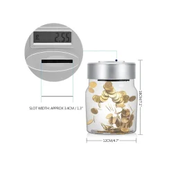 SALVADANAIO CON CONTAMONETE AUTOMATICO FORMA BARATTOLO DISPLAY LCD MONEY BOX LCD