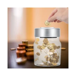 SALVADANAIO CON CONTAMONETE AUTOMATICO FORMA BARATTOLO DISPLAY LCD MONEY BOX LCD