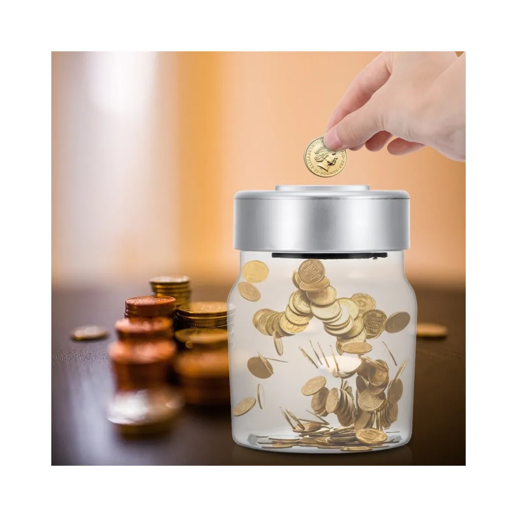 SALVADANAIO CON CONTAMONETE AUTOMATICO FORMA BARATTOLO DISPLAY LCD MONEY BOX LCD