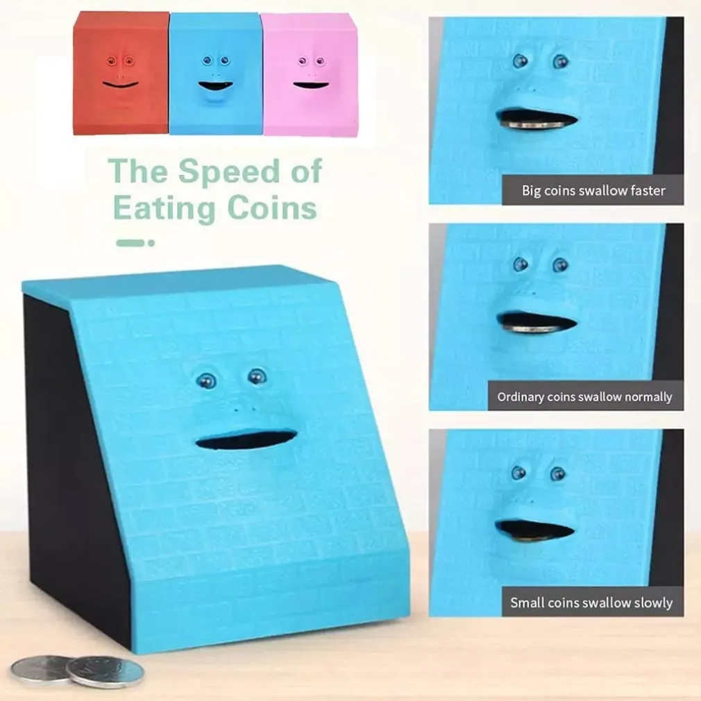 SALVADANAIO DINAMICO A FORMA DI VISO IN PLASTICA INDUZIONE ELETTRICA DIVERTENTE