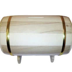 SALVADANAIO FORMA BOTTE IN LEGNO 12x9CM DECUPAGE MONETE BANCONOTE IDEA REGALO