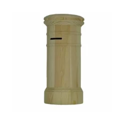 SALVADANAIO FORMA TORRE TAPPO IN GOMMA DECOUPAGE MONETE BANCONOTE IDEA REGALO