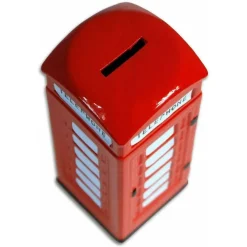SALVADANAIO IN TERRACOTTA A FORMA DI CABINA TELEFONICA LONDRA ROSSO IDEA REGALO