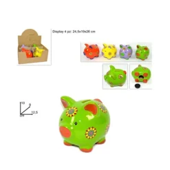 SALVADANAIO MAIALINO COLORATO 10CM IN CERAMICA MONETE PORTA SOLDI