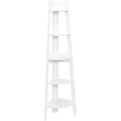 SCAFFALE ANGOLARE A 5 RIPIANI MOBILE IN LEGNO ARREDO PER LA CASA COLORE BIANCO