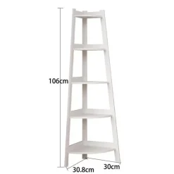 SCAFFALE ANGOLARE DA PARETE A FORMA DI SCALA CON 5 LIVELLI RIPIANI LIBRERIA MULTIUSO