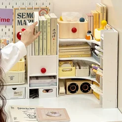 SCAFFALE ANGOLARE PER SCRIVANIA DORMITORI STUDENTI TRIANGOLARE MULTISTRATO LIBRERIA A STRATI