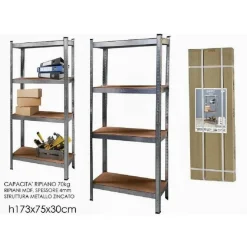 SCAFFALE IN METALLO ZINCATO 4 RIPIANI FINO A 240KG ANTIRUGGINE 173 X 75 X 30 CM