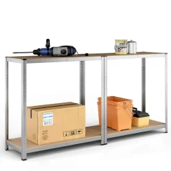 SCAFFALE METALLO ZINCATO 5 RIPIANI MDF SCAFFALATURA CARICHI PESANTI 180X120X45CM