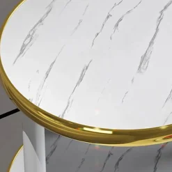 SCAFFALE MULTISTRATO IN LEGNO A 3 LIVELLI TAVOLINO IN MARMO CON RUOTE PER CAMERA SOGGIORNO