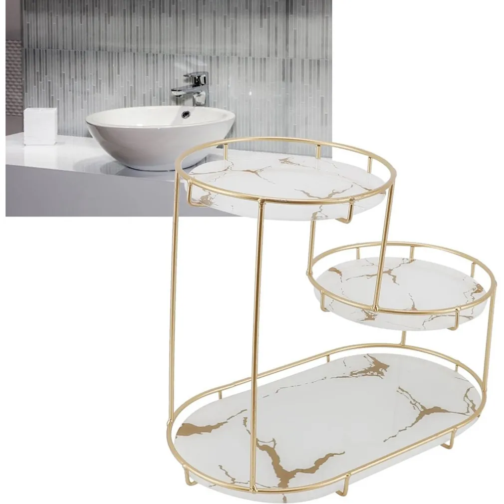 SCAFFALE PER TRUCCO PER COSMETICI PROFUMI CURA DELLA PELLE ELEGANTE MODERNO DUE COLORI