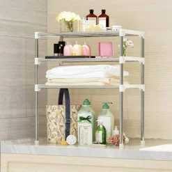 SCAFFALE SALVASPAZIO 3 RIPIANI MULTIUSO BAGNO CUCINA 65 X 60 X 25 CM ART.5897