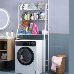 SCAFFALE SALVASPAZIO SOPRA LAVATRICE MENSOLE BAGNO 3 PIANI MOBILE LAVANDERIA 69078