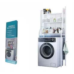 SCAFFALE SALVASPAZIO SOPRA LAVATRICE MENSOLE BAGNO 3 PIANI MOBILE LAVANDERIA 69078