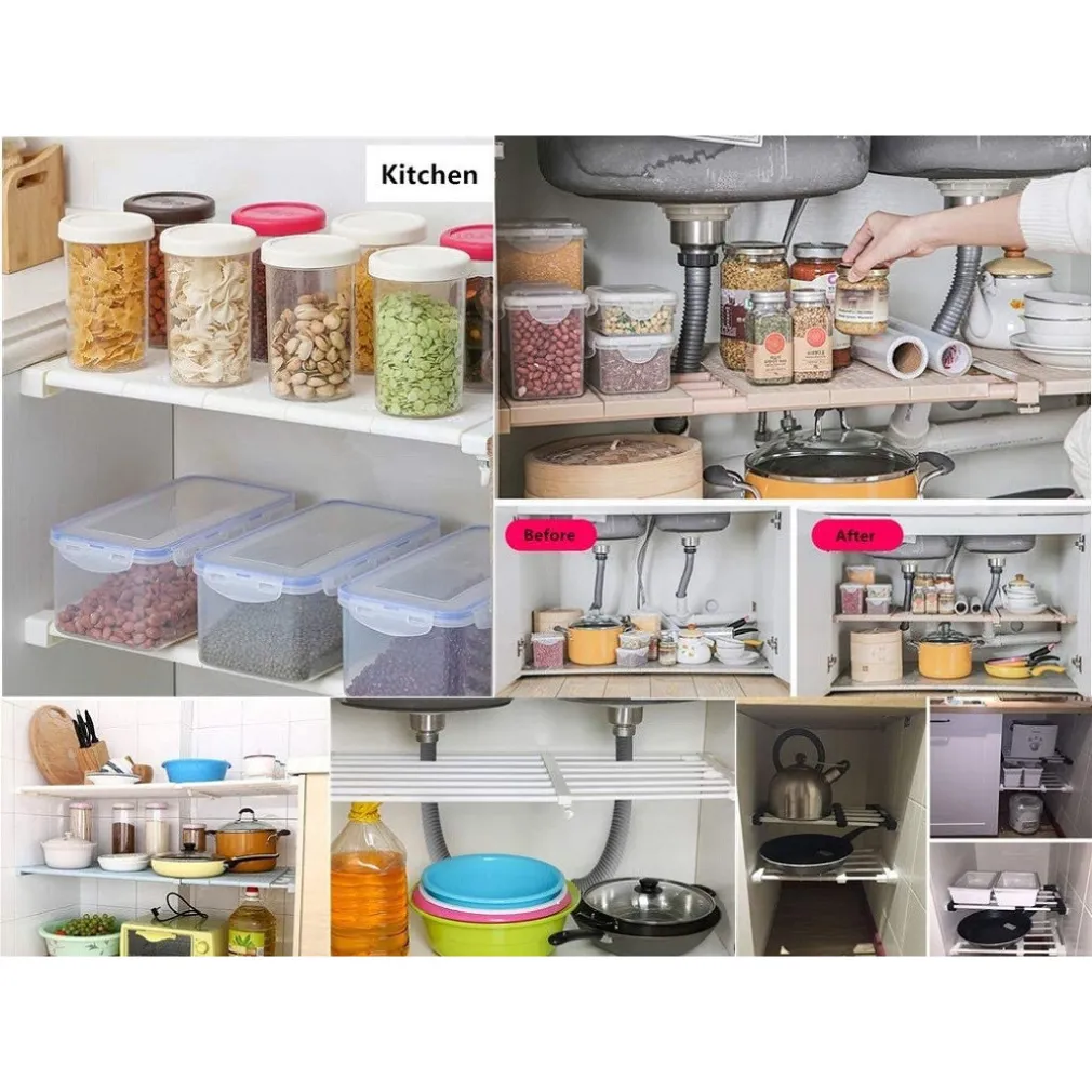 SCAFFALE TELESCOPICO PER ARMADIO REGOLABILE 30CM ALLUNGABILE DA 33-53 CM ACCIAIO