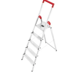 SCALA IN ALLUMINIO HAILO L50 5 GRADINI PIANO ANTISCIVOLO MULTIUSO CASA GIERRE