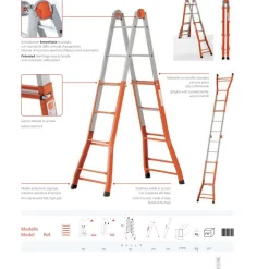SCALA SCALETTO TELESCOPICO SUPER IN ACCIAIO 5,20 MT GIERRE MULTIUSO 5+4 GRADINI