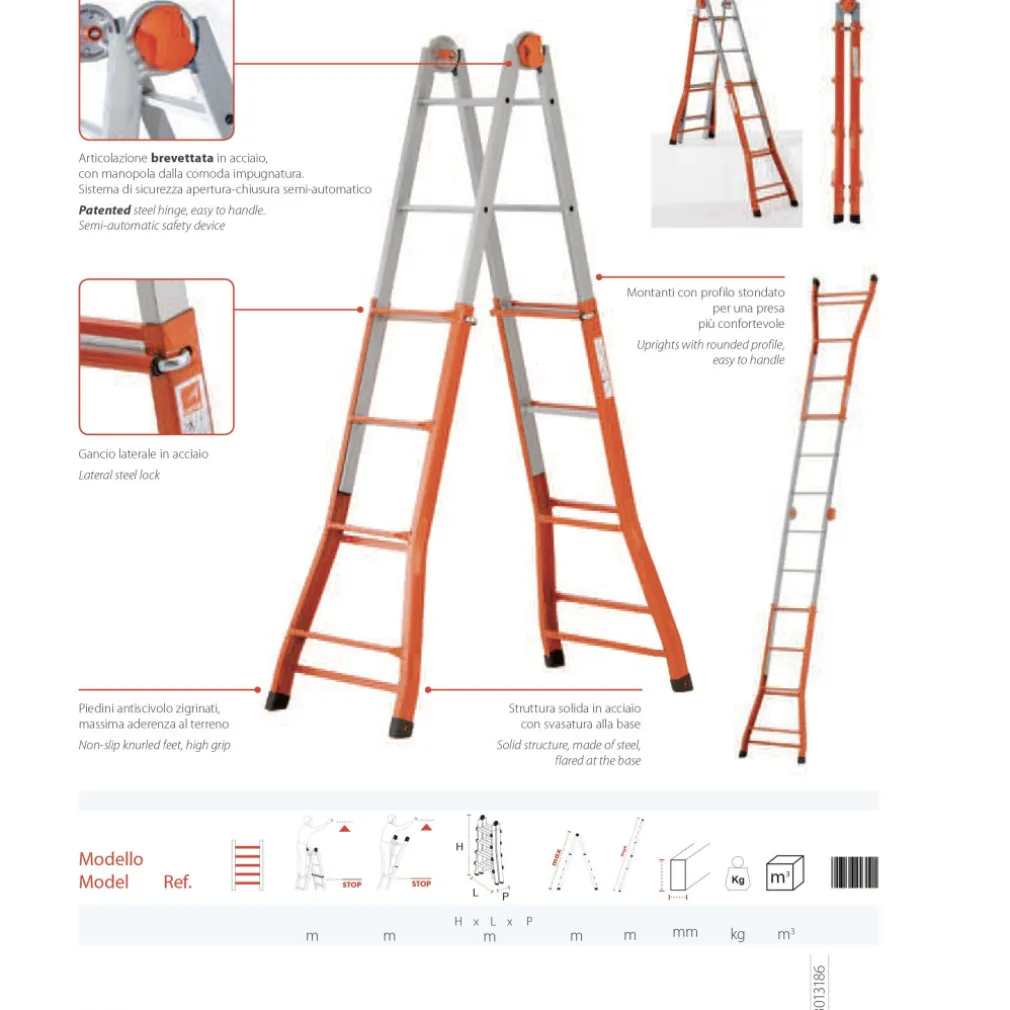 SCALA SCALETTO TELESCOPICO SUPER IN ACCIAIO 5,20 MT GIERRE MULTIUSO 5+4 GRADINI