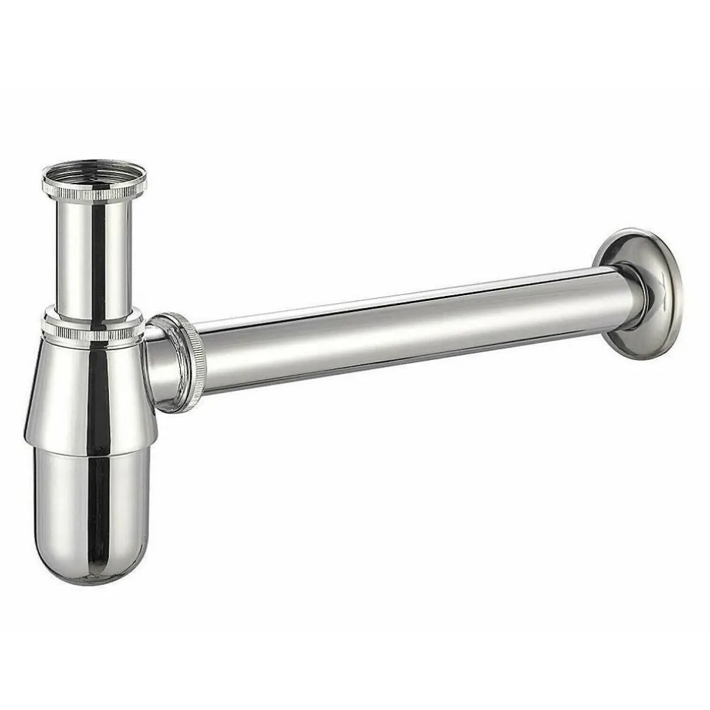 SCARICO SIFONE A BOTTIGLIA LAVANDINO SOTTO LAVABO CROMATO 1" 1/4 CON ROSONE 9373