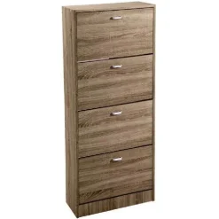 SCARPIERA 4 ANTE DOPPIA SALVASPAZIO SLIM LEGNO MODERNA NOCE H 150X63X24CM 827648