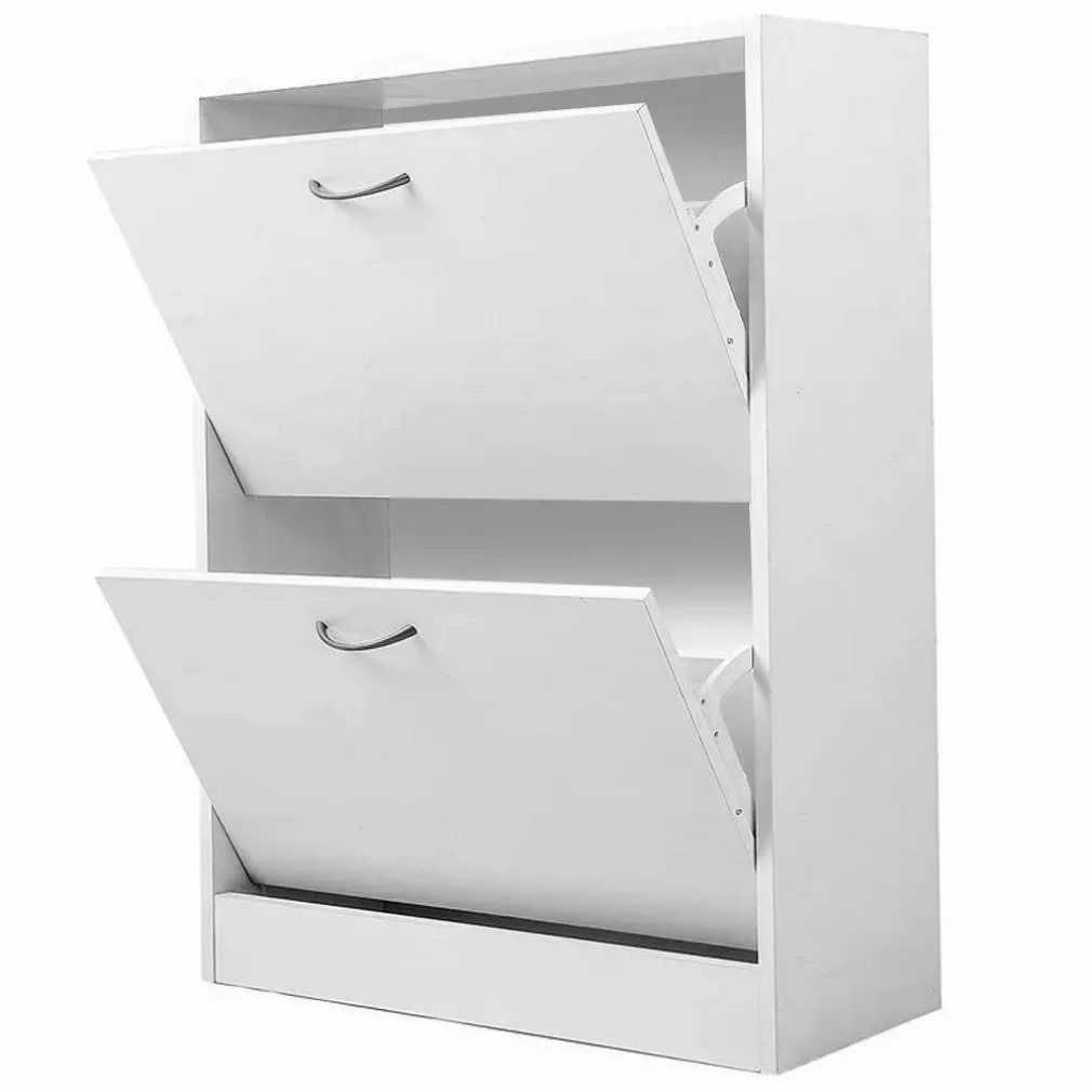 SCARPIERA 2 ANTE RIPIANI DOPPIA PROFONDITA IN MELAMINA 63X24X80CM COLORE BIANCO