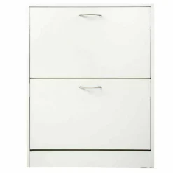 SCARPIERA 2 ANTE RIPIANI DOPPIA PROFONDITA IN MELAMINA 63X24X80CM COLORE BIANCO