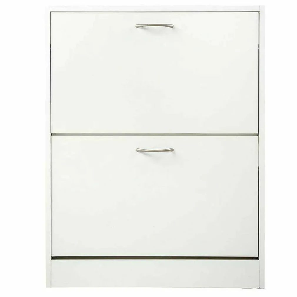SCARPIERA 2 ANTE RIPIANI DOPPIA PROFONDITA IN MELAMINA 63X24X80CM COLORE BIANCO