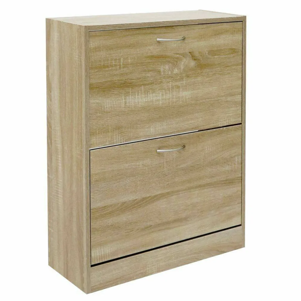 SCARPIERA 2 ANTE RIPIANI DOPPIA PROFONDITA IN MELAMINA 63X24X81CM COLORE BEIGE