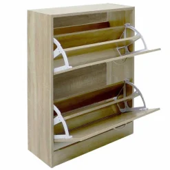 SCARPIERA 2 ANTE RIPIANI DOPPIA PROFONDITA IN MELAMINA 63X24X81CM COLORE BEIGE