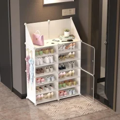 SCARPIERA 6 LIVELLI PORTASCARPE IMPILABILE STACCABILE PORTE TRASPARENTI PORTAOGGETTI GANCI