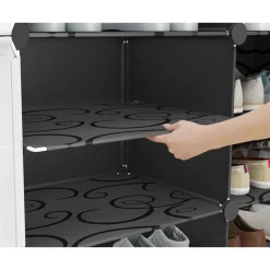 SCARPIERA 6 LIVELLI PORTASCARPE IMPILABILE STACCABILE PORTE TRASPARENTI PORTAOGGETTI GANCI