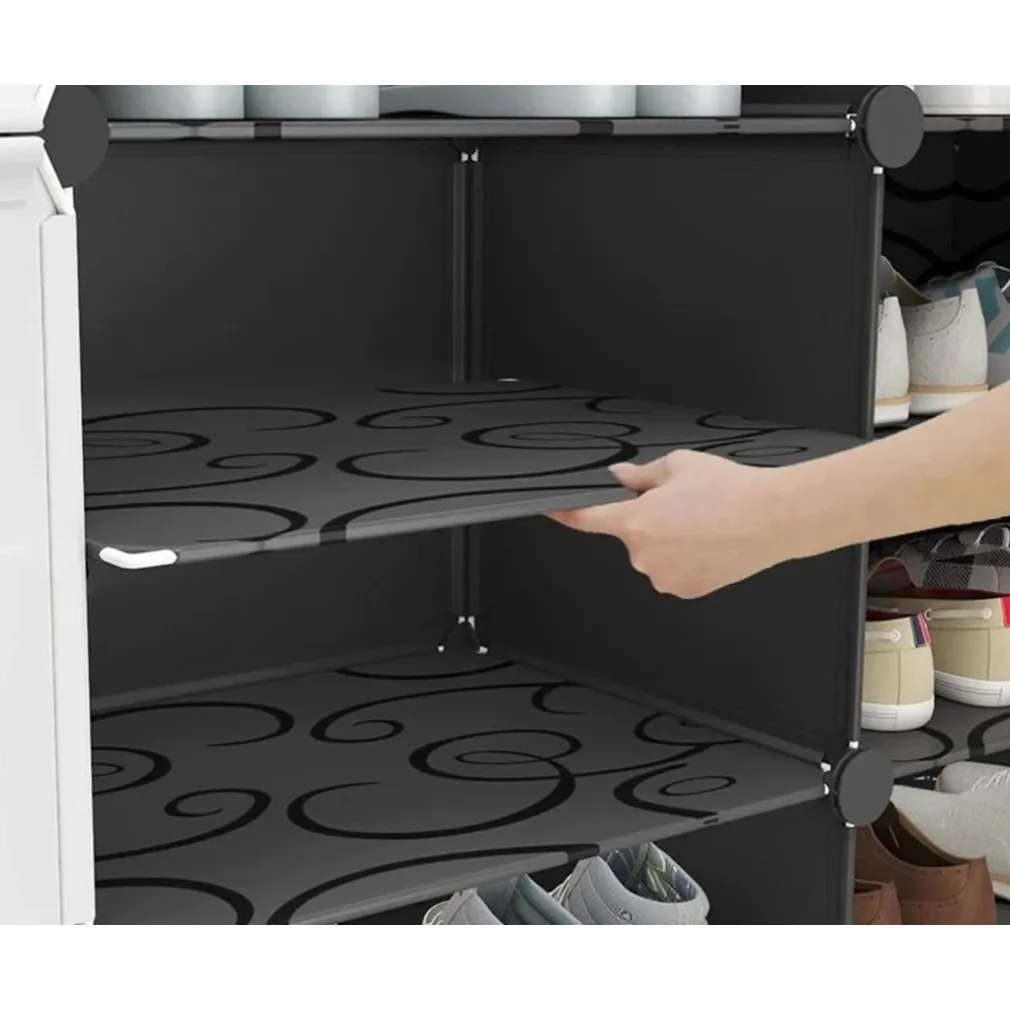 SCARPIERA 6 LIVELLI PORTASCARPE IMPILABILE STACCABILE PORTE TRASPARENTI PORTAOGGETTI GANCI