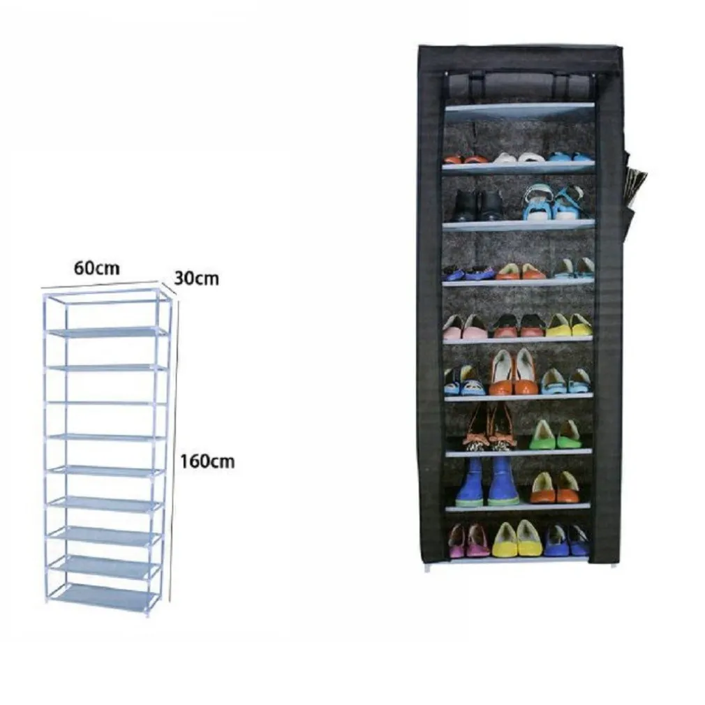 SCARPIERA 9 RIPIANI IN TESSUTO TNT ARMADIO PORTATILE CAMPEGGIO 60X30X160CM 69070