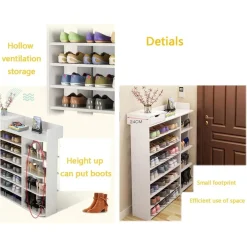 SCARPIERA A 8 STRATI LEGNO SCAFFALE CON CASSETTO ARMADIETTO MULTIFUNZIONE 100CM