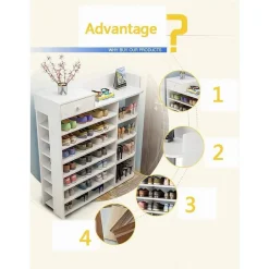 SCARPIERA A 8 STRATI LEGNO SCAFFALE CON CASSETTO ARMADIETTO MULTIFUNZIONE 100CM