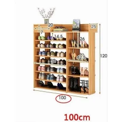 SCARPIERA A 8 STRATI LEGNO SCAFFALE CON CASSETTO ARMADIETTO MULTIFUNZIONE 100CM