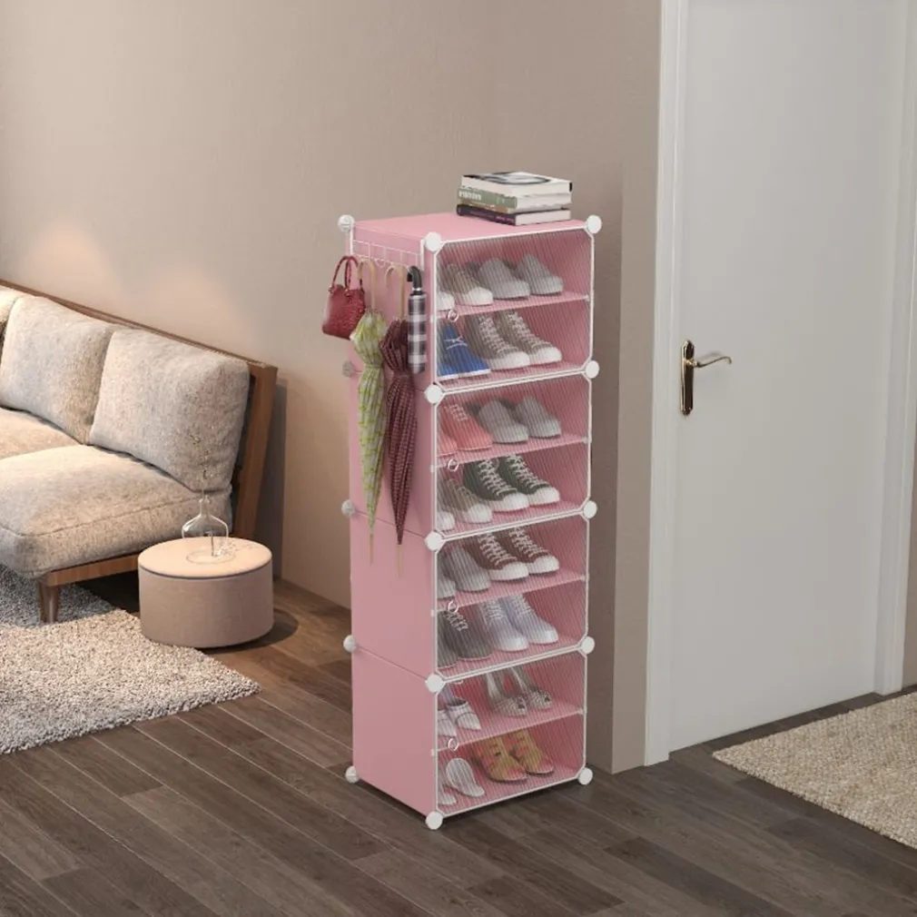 SCARPIERA A 8 STRATI MODULARE CON PORTA GANCI IN METALLO PORTASCARPE PER INGRESSO CAMERA