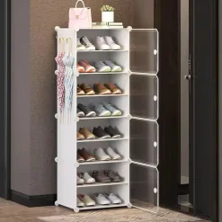 SCARPIERA A 8 STRATI MODULARE CON PORTA GANCI IN METALLO PORTASCARPE PER INGRESSO CAMERA