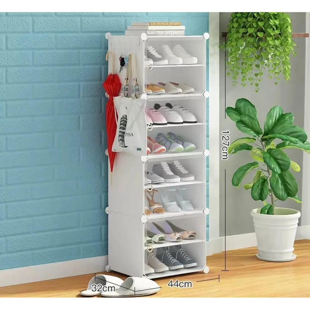 SCARPIERA A 8 STRATI MODULARE CON PORTA GANCI IN METALLO PORTASCARPE PER INGRESSO CAMERA