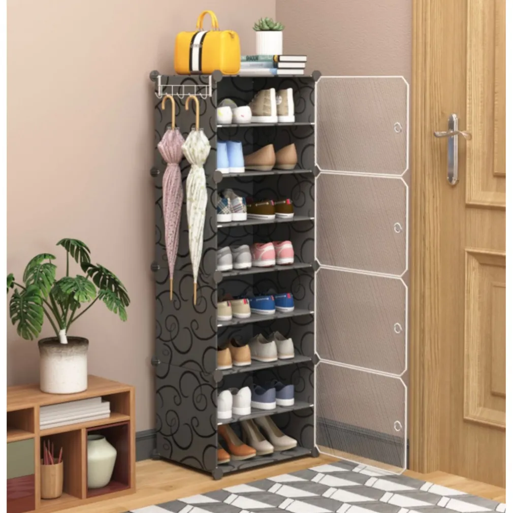 SCARPIERA A 8 STRATI MODULARE CON PORTA GANCI IN METALLO PORTASCARPE PER INGRESSO CAMERA