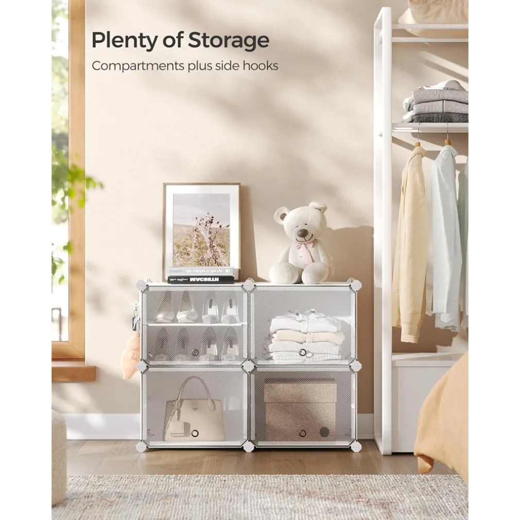 SCARPIERA A 8 STRATI MODULARE CON PORTA GANCI IN METALLO PORTASCARPE PER INGRESSO CAMERA