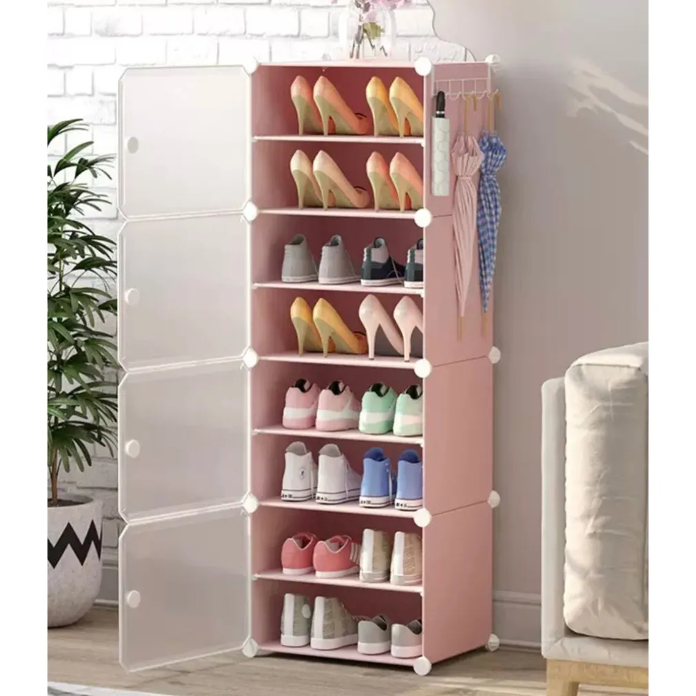 SCARPIERA A 8 STRATI MODULARE CON PORTA GANCI IN METALLO PORTASCARPE PER INGRESSO CAMERA