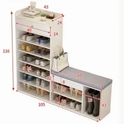 SCARPIERA A 3 STRATI SCARPIERA INTEGRATA 116 X 105 X 24CM MOBILE MULTIFUNZIONALE