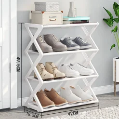 SCARPIERA A X CUSTODIA MULTIFUNZIONALE IN ACCIAIO PORTASCARPE STACCABILE BIANCO