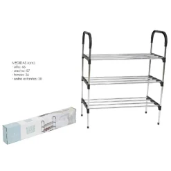 SCARPIERA IN METALLO PLASTICA 3 LIVELLI 57X26X66CM SALVASPAZIO PORTA SCARPE CASA