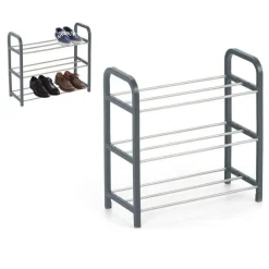 SCARPIERA IN METALLO PLASTICA 3 LIVELLI 40X19X44CM SALVASPAZIO PORTA SCARPE CASA